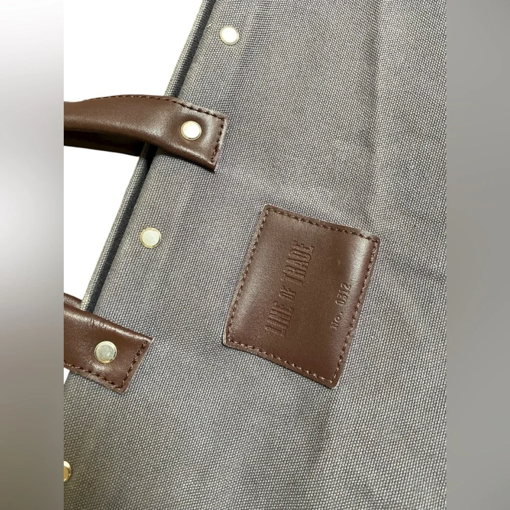 Line of Trade No. 0312 Canvas Weekender Duffel Bag Gray Leather Carry On Tote